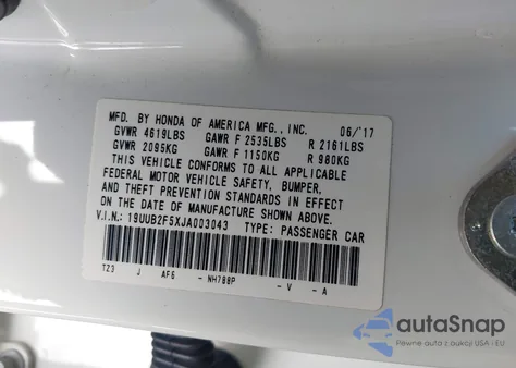 2018 Acura Tlx Tech Pkg from USA, damaged, VIN 19UUB2F5XJA003043